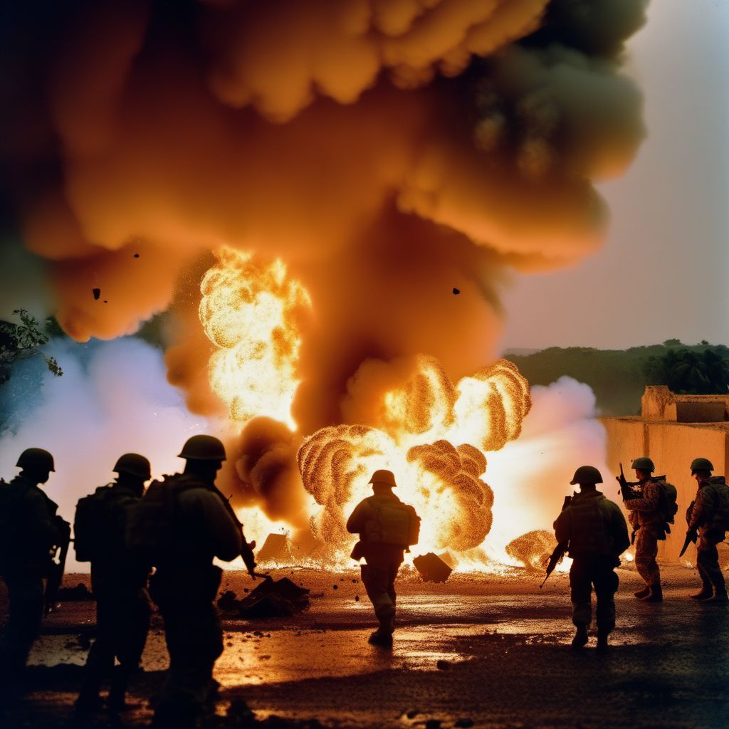 War operations involving other explosions and fragments digital illustration