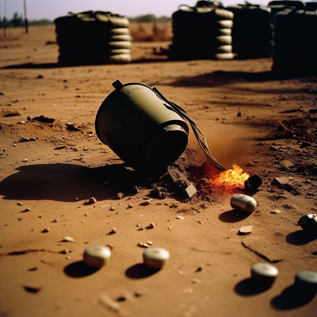 War operations involving fragments of improvised explosive device [IED], civilian digital illustration