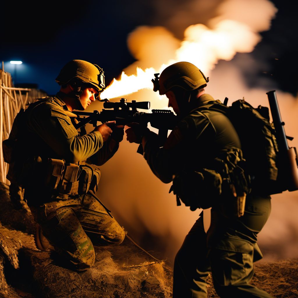 War operations involving other firearms discharge digital illustration