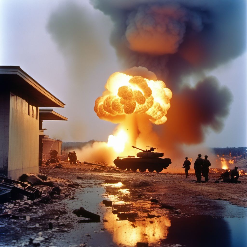 War operations involving direct blast effect of nuclear weapon, civilian digital illustration