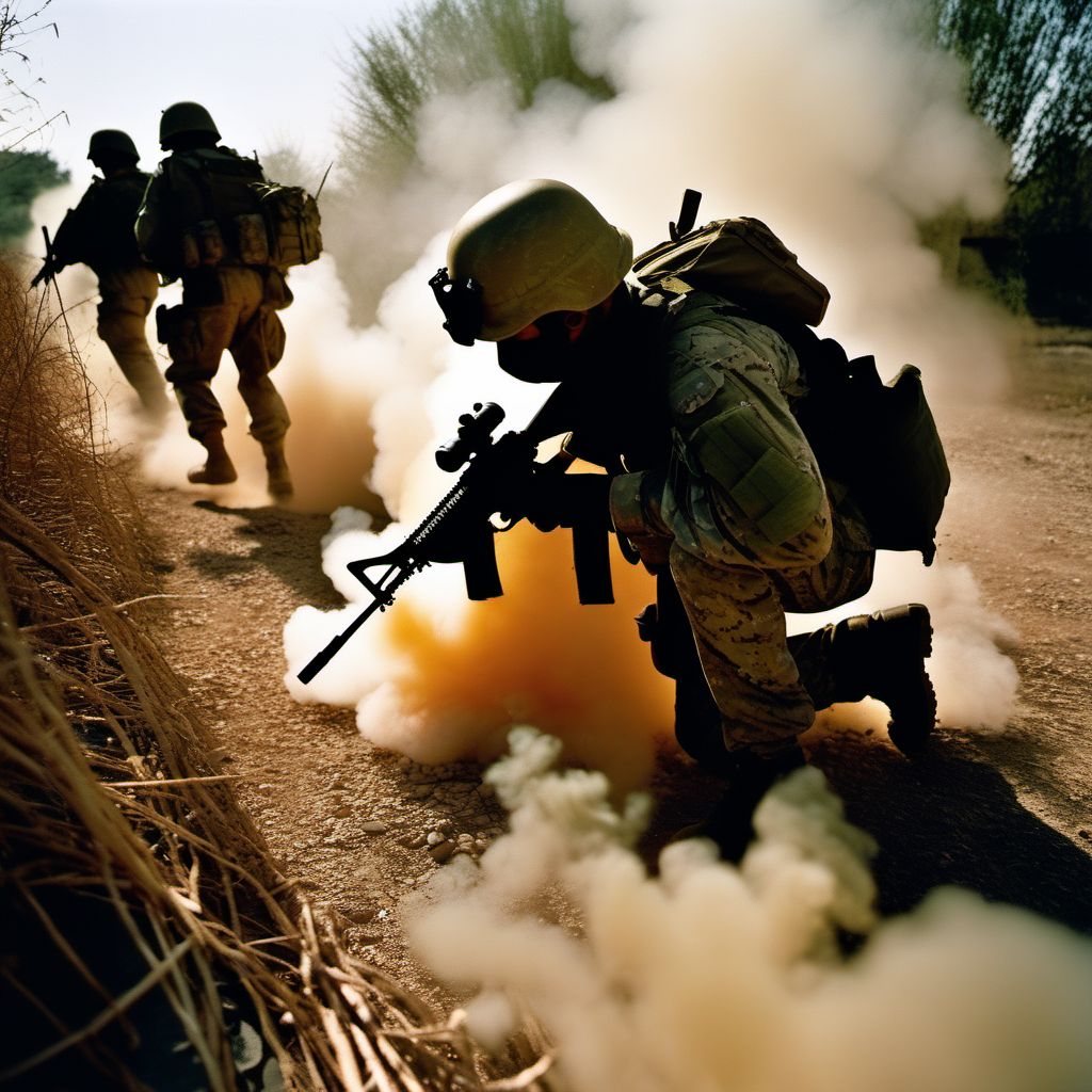 War operations involving chemical weapons and other forms of unconventional warfare, civilian digital illustration