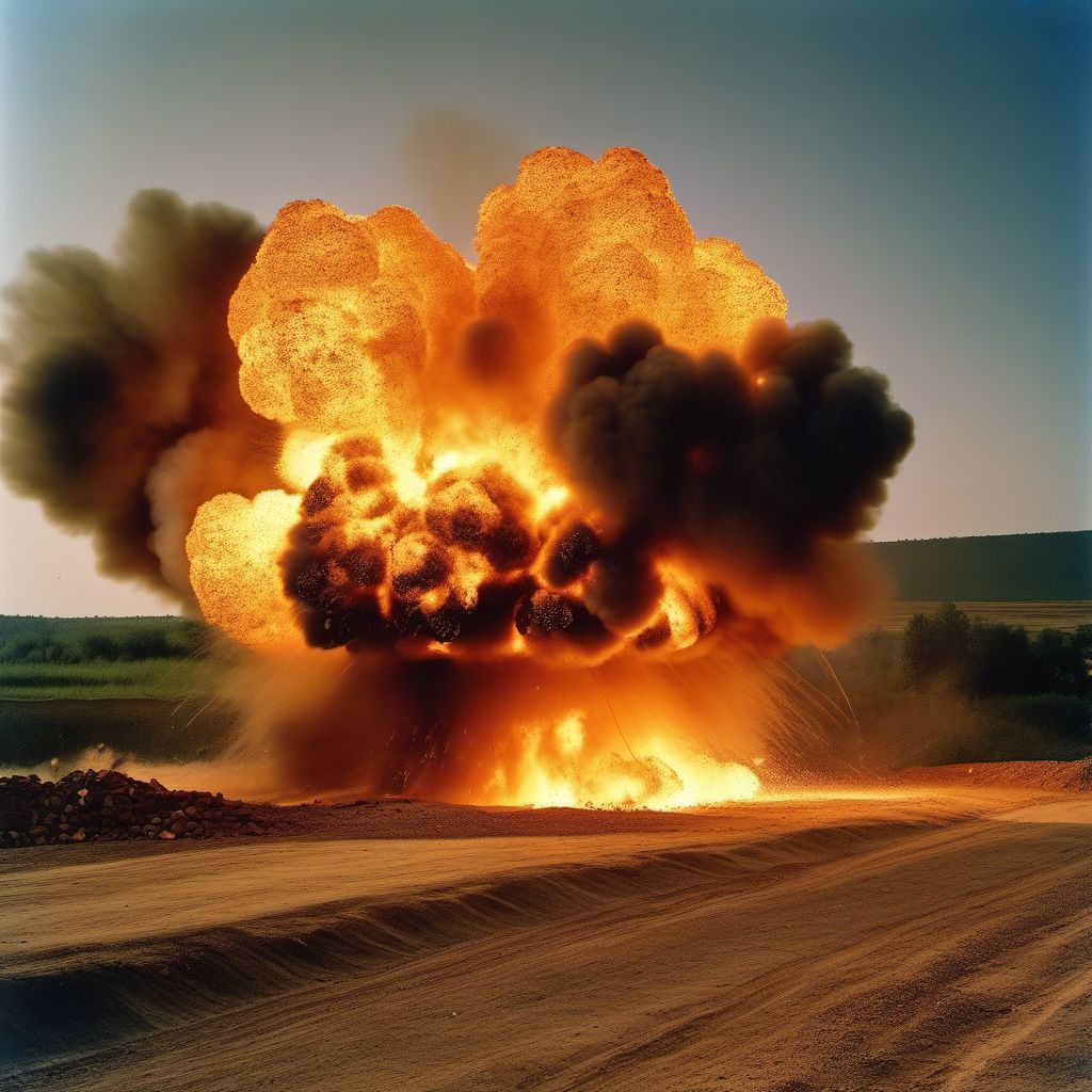 Explosion of mine placed during war operations but exploding after cessation of hostilities digital illustration