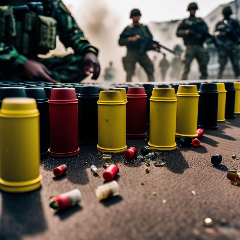 Military operations involving rubber bullets digital illustration