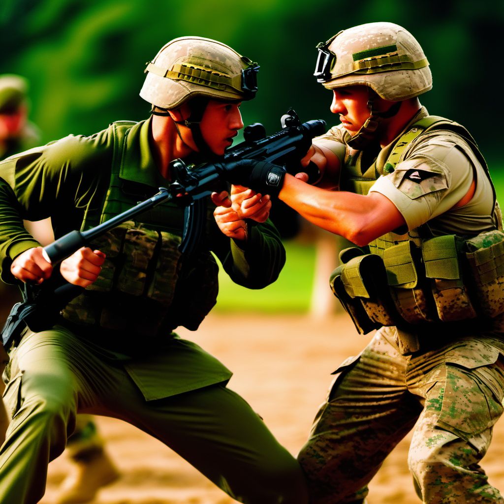 Military operations involving unarmed hand to hand combat digital illustration