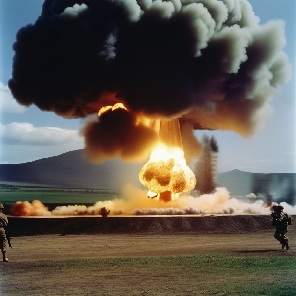 Military operations involving direct blast effect of nuclear weapon digital illustration