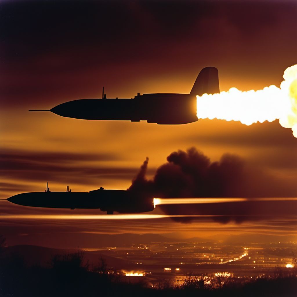 Military operation involving nuclear radiation effects of nuclear weapon digital illustration