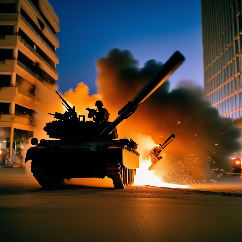 Terrorism involving explosion of marine weapons digital illustration