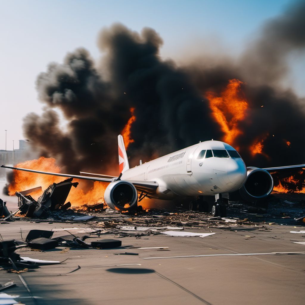 Terrorism involving destruction of aircraft, public safety official injured digital illustration