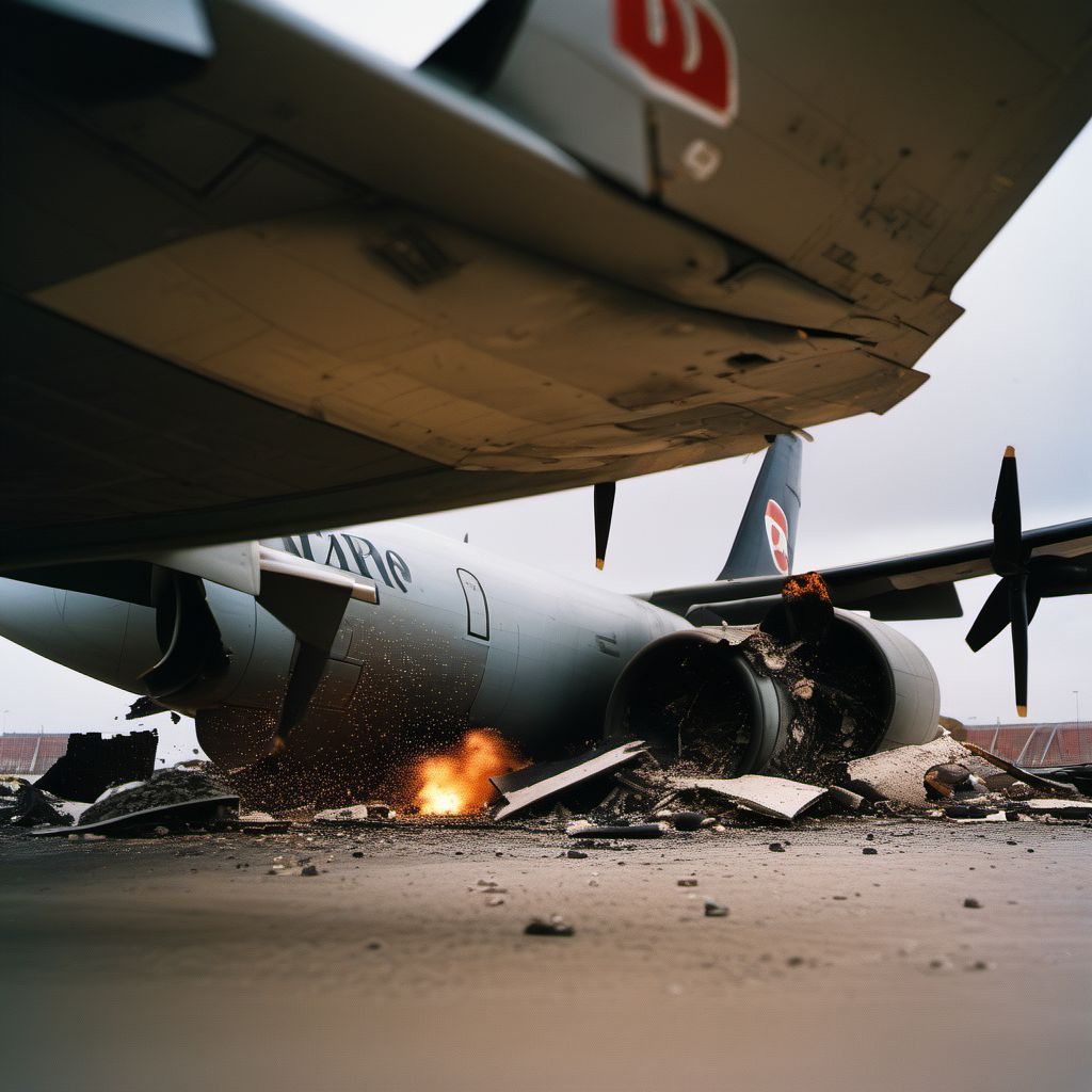 Terrorism involving destruction of aircraft, terrorist injured digital illustration