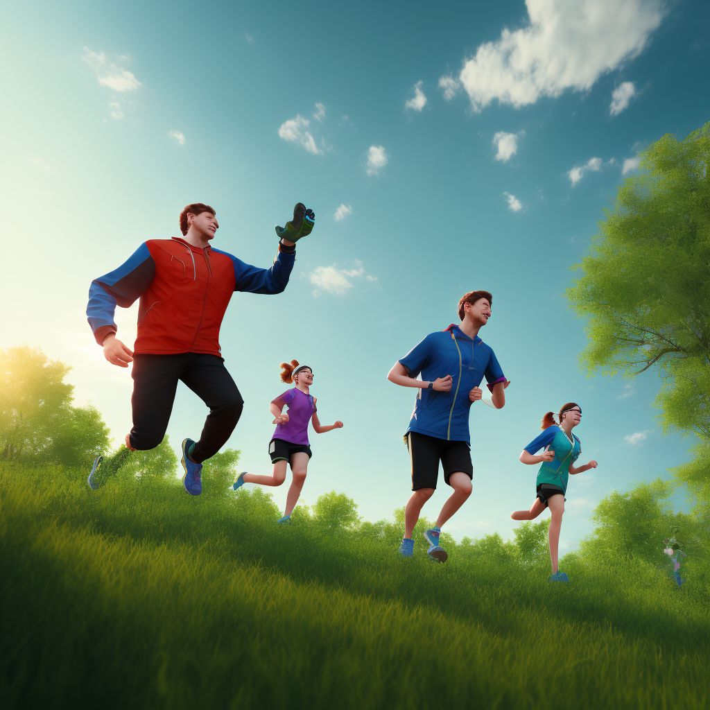 Activities involving walking and running digital illustration