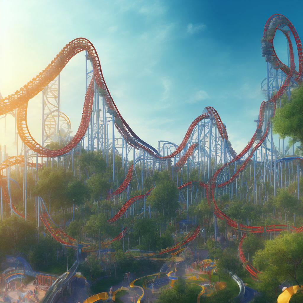 Activities involving roller coasters and other types of external motion digital illustration