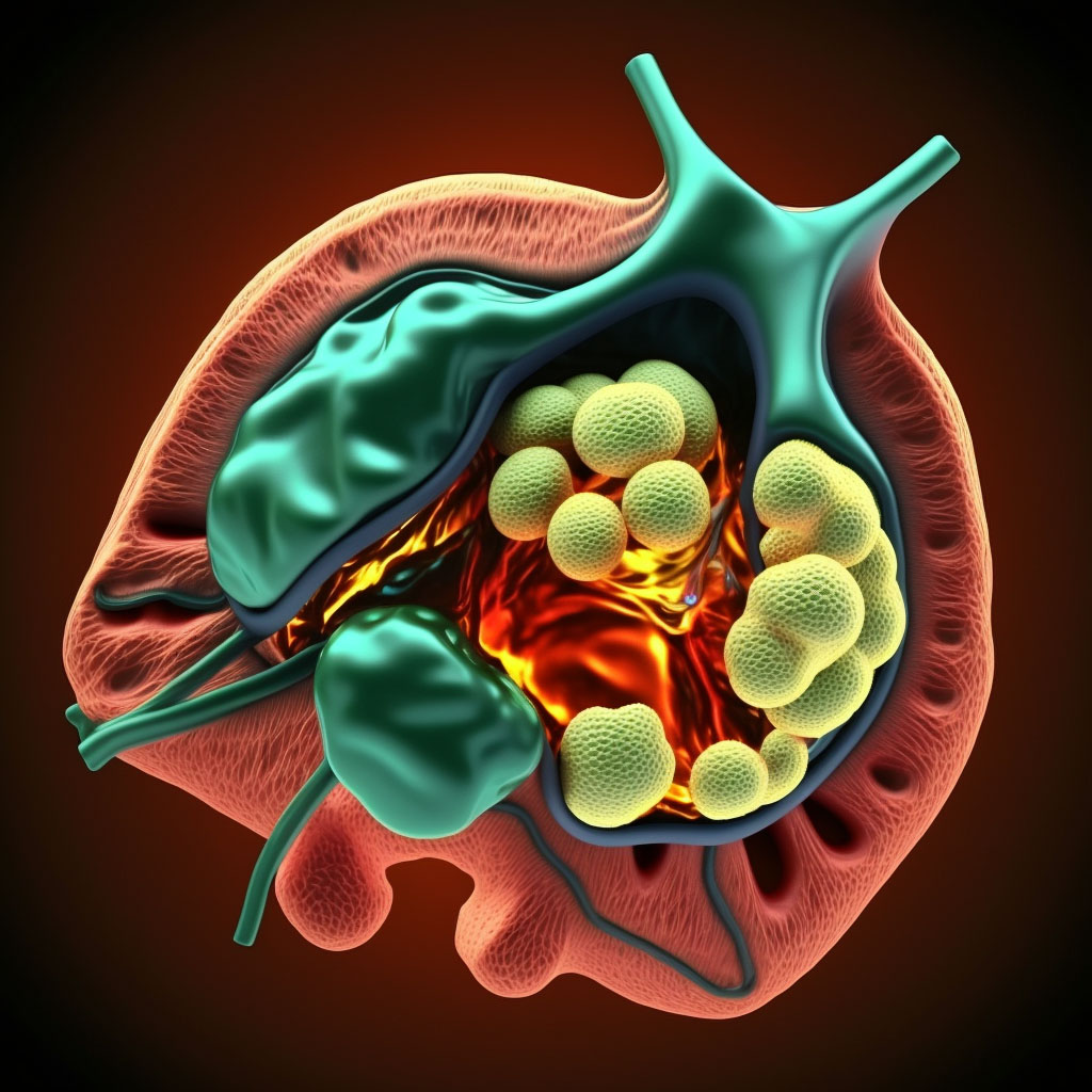 Amebic liver abscess digital illustration
