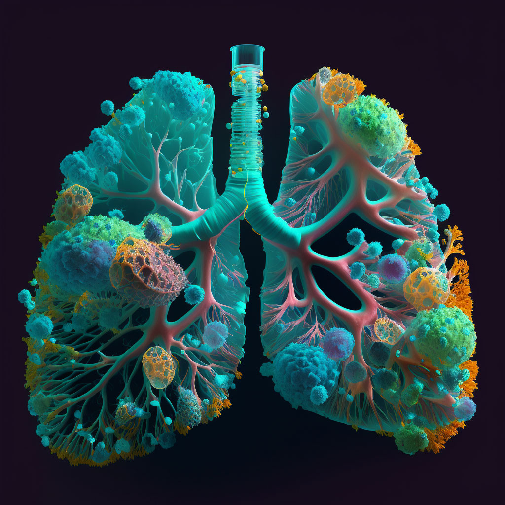 Pulmonary mycobacterial infection digital illustration