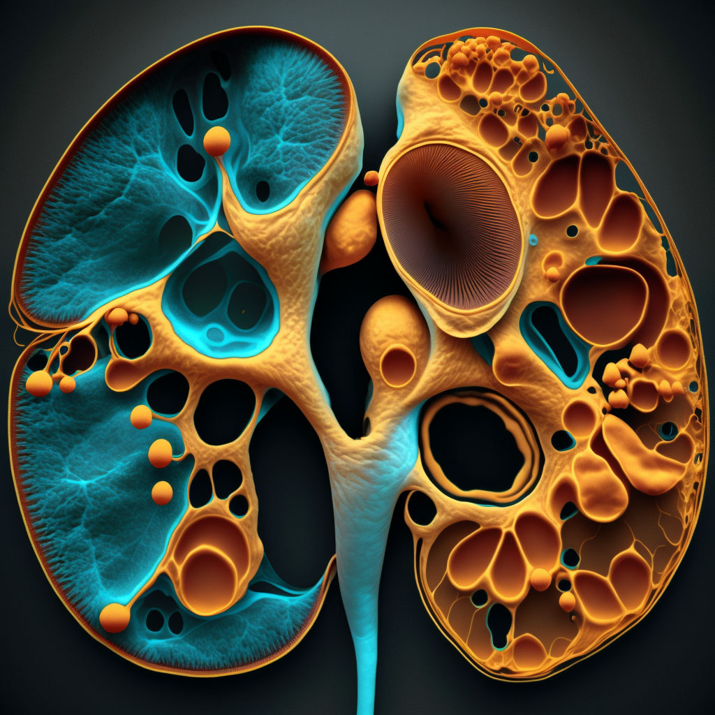 Diphtheritic tubulo-interstitial nephropathy digital illustration