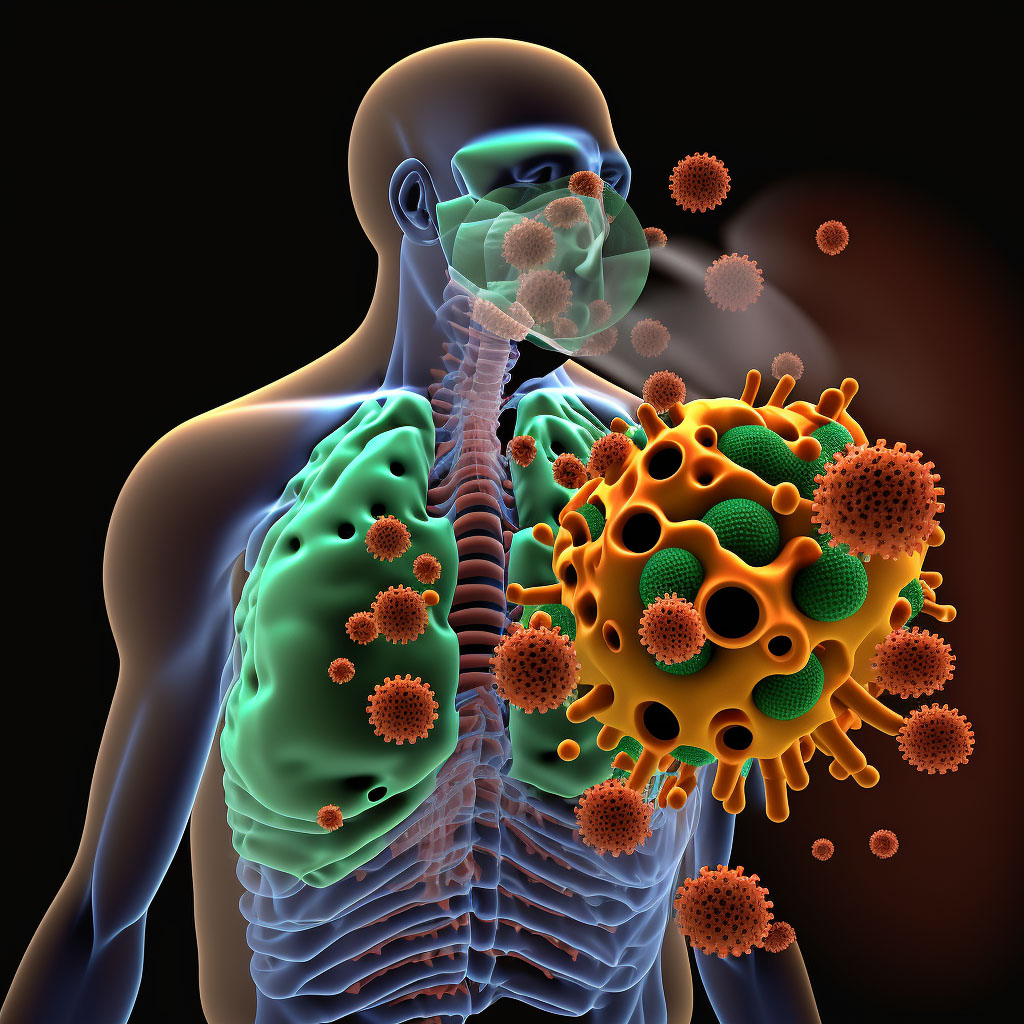 Whooping cough, unspecified species with pneumonia digital illustration