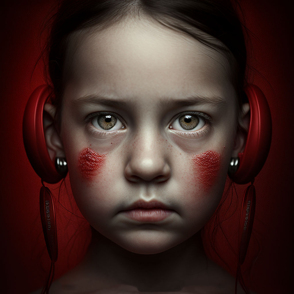 Scarlet fever with otitis media digital illustration