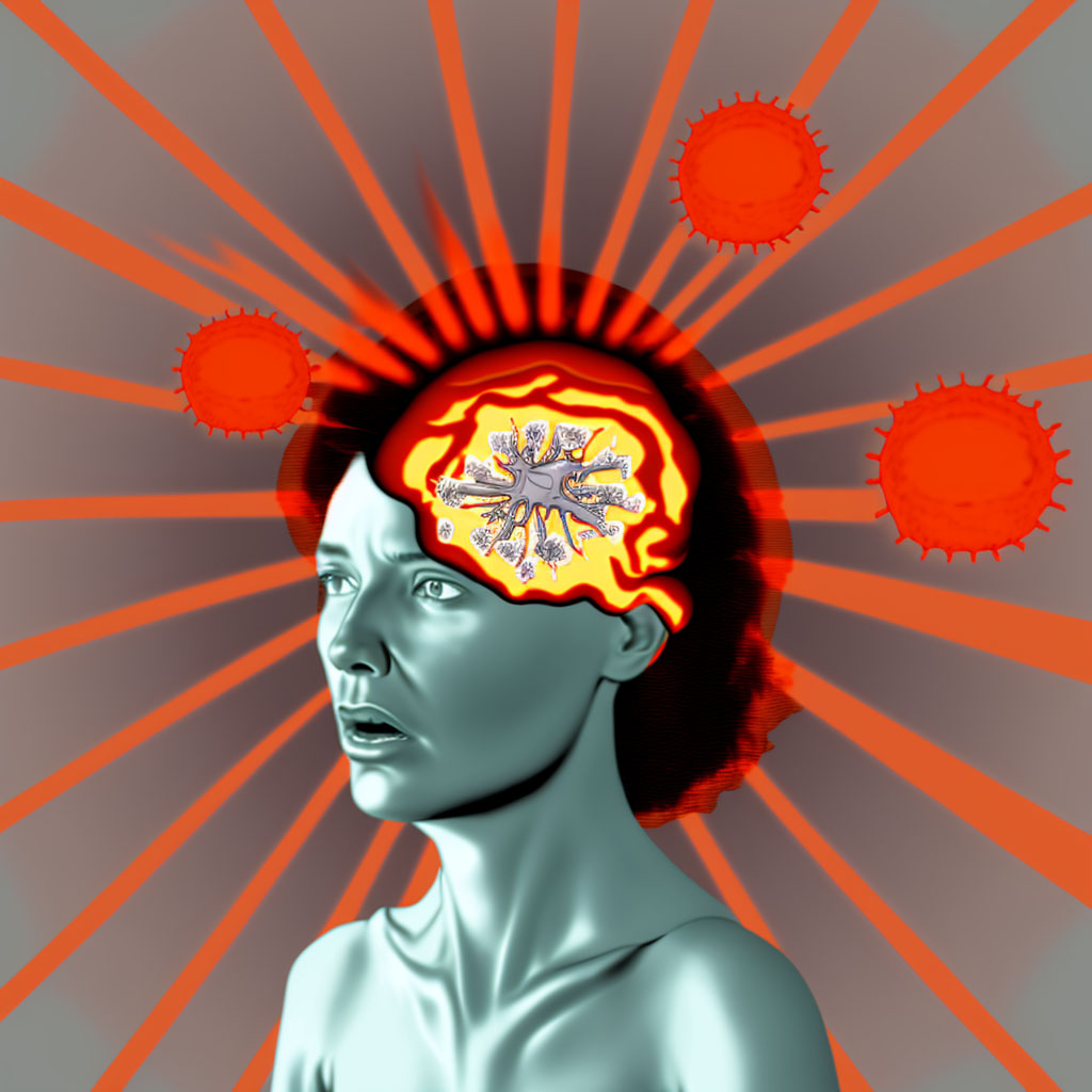 Rubella encephalitis digital illustration