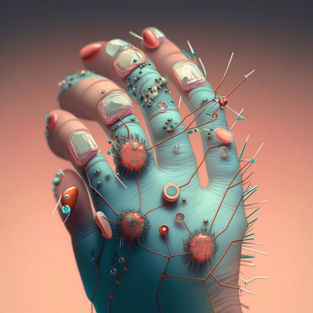 Candidiasis of skin and nail digital illustration