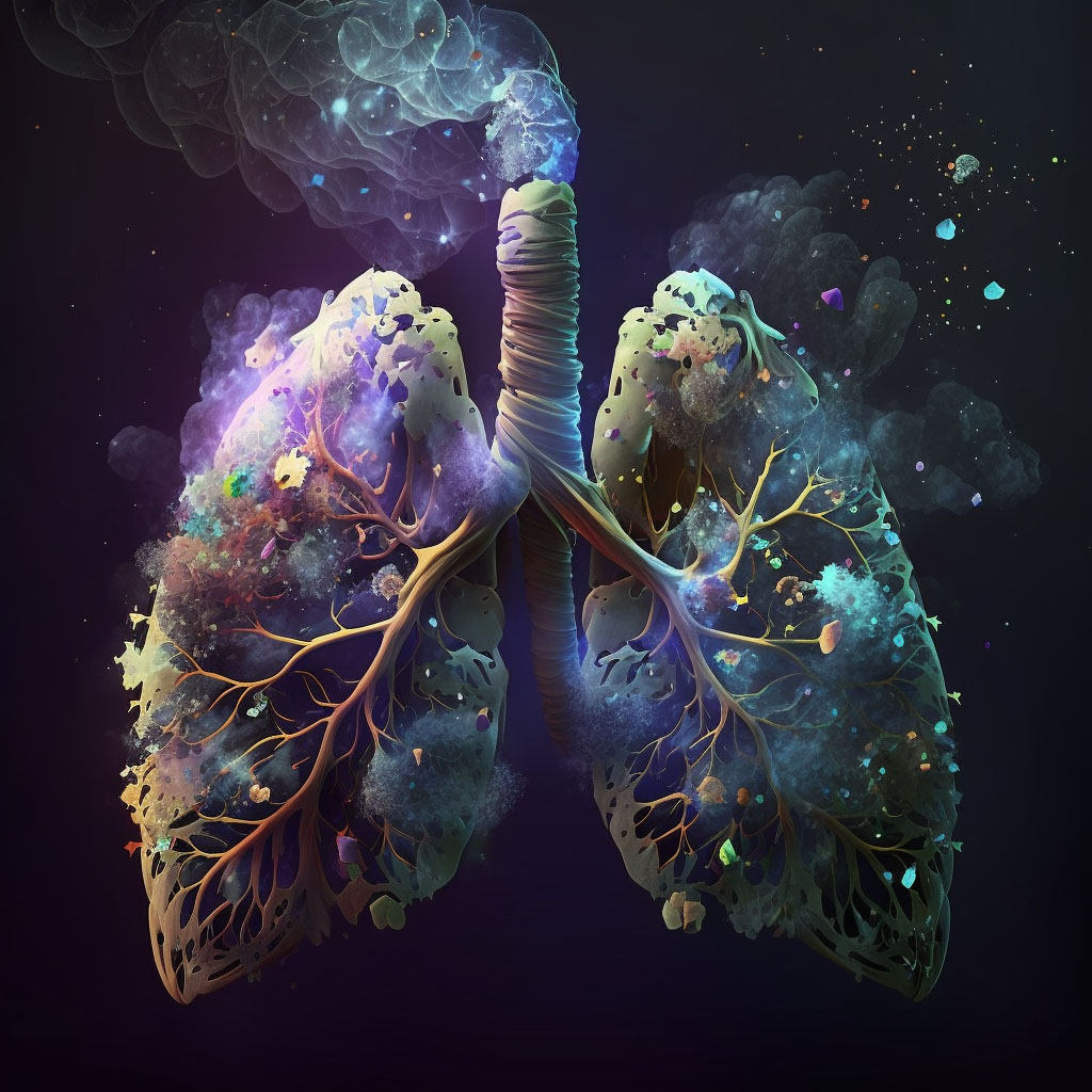 Chronic pulmonary coccidioidomycosis digital illustration