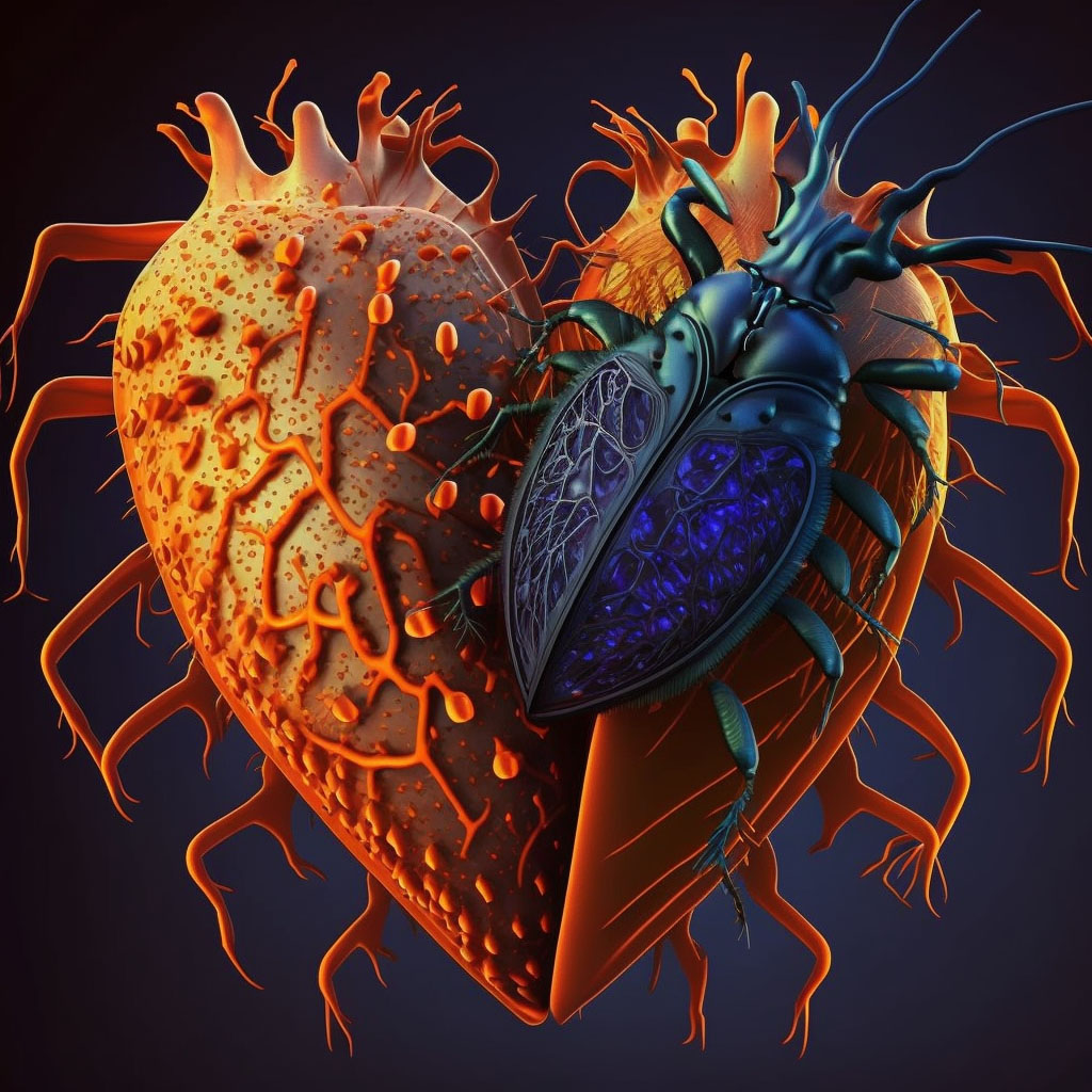 Acute Chagas' disease with heart involvement digital illustration