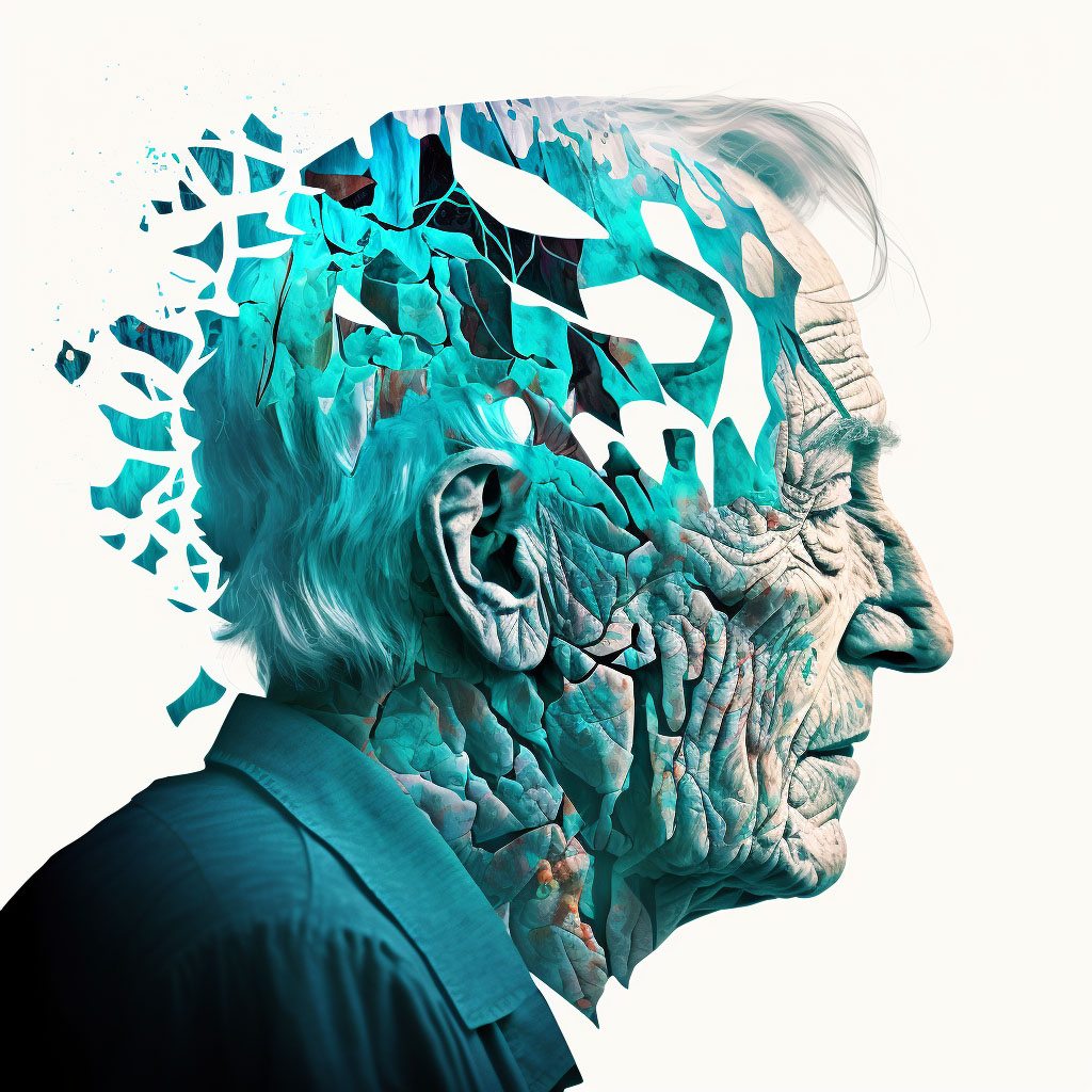 Vascular dementia with behavioral disturbance digital illustration
