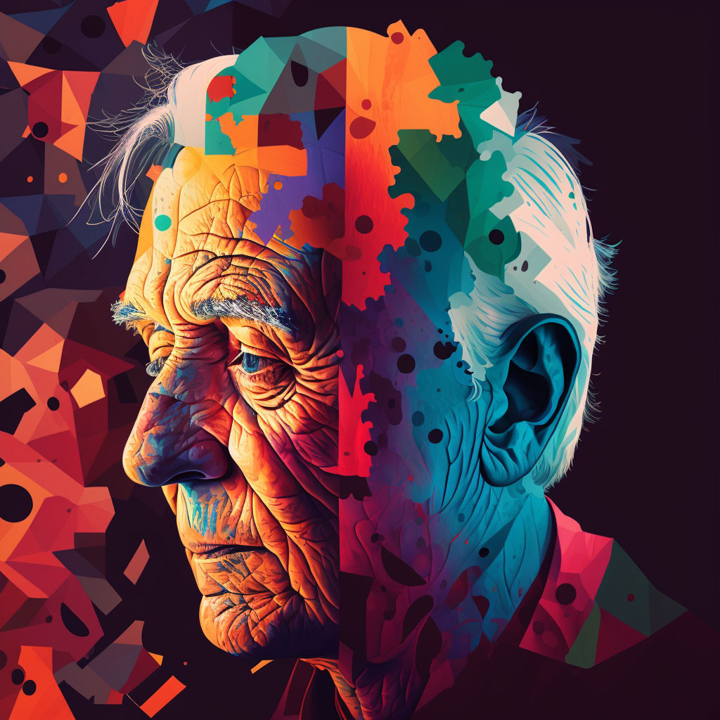 Dementia in other diseases classified elsewhere, unspecified severity, without behavioral disturbance, psychotic disturbance, mood disturbance, and anxiety digital illustration