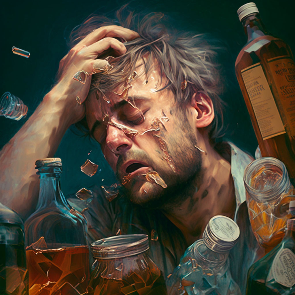 Alcohol abuse, uncomplicated digital illustration