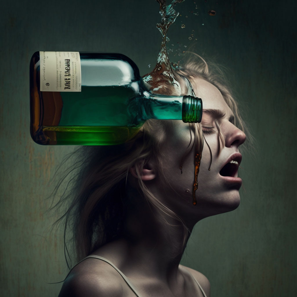 Alcohol use, unspecified with withdrawal delirium digital illustration