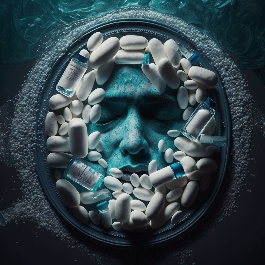 Opioid abuse, uncomplicated digital illustration