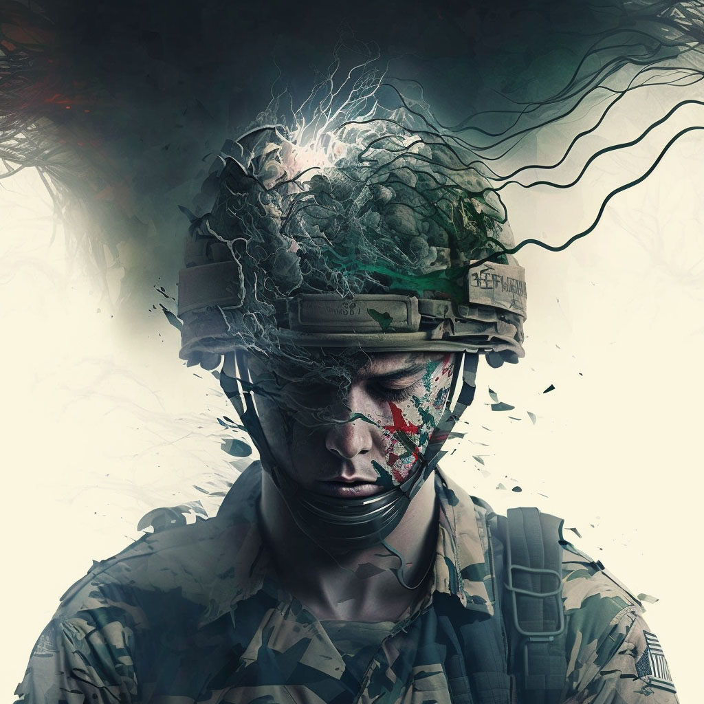 Post-traumatic stress disorder, acute digital illustration