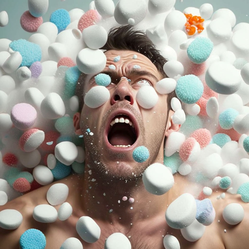 Abuse of antacids digital illustration