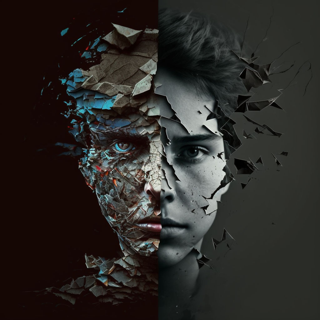 Schizoid personality disorder digital illustration
