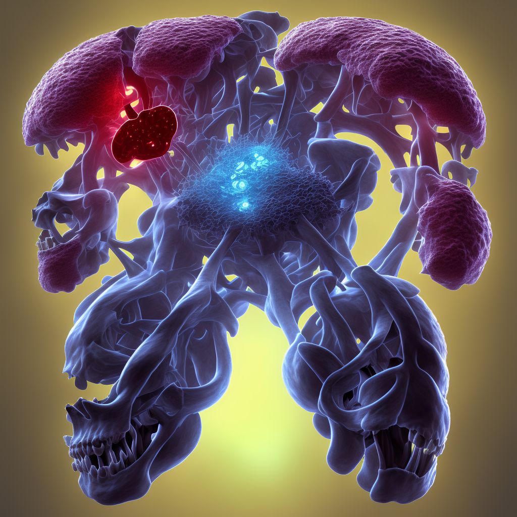 Malignant neoplasm of short bones of right lower limb digital illustration