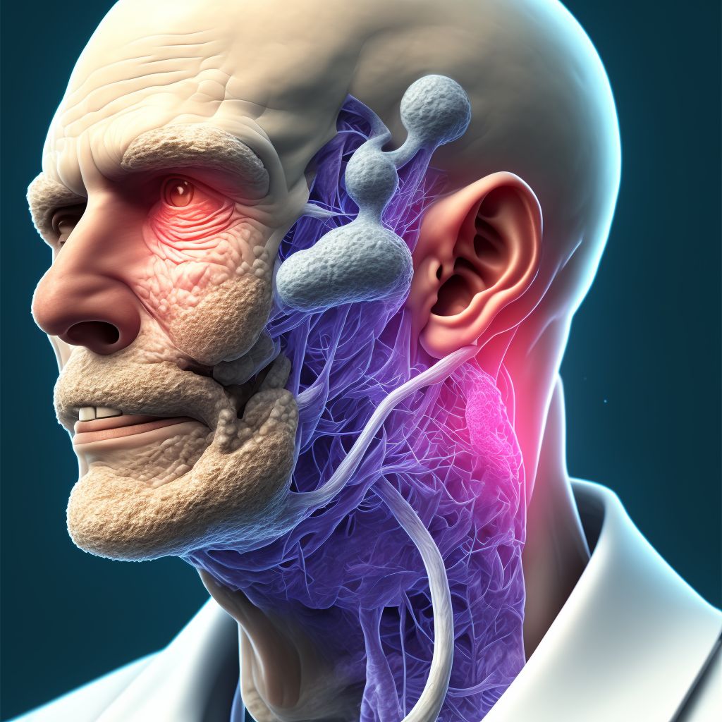 Basal cell carcinoma of skin of right ear and external auricular canal digital illustration