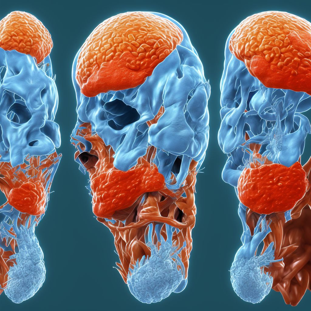 Merkel cell carcinoma of right lower limb, including hip digital illustration