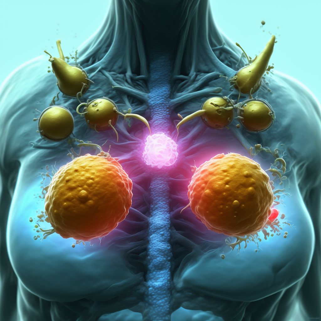 Malignant neoplasm of nipple and areola, left male breast digital illustration