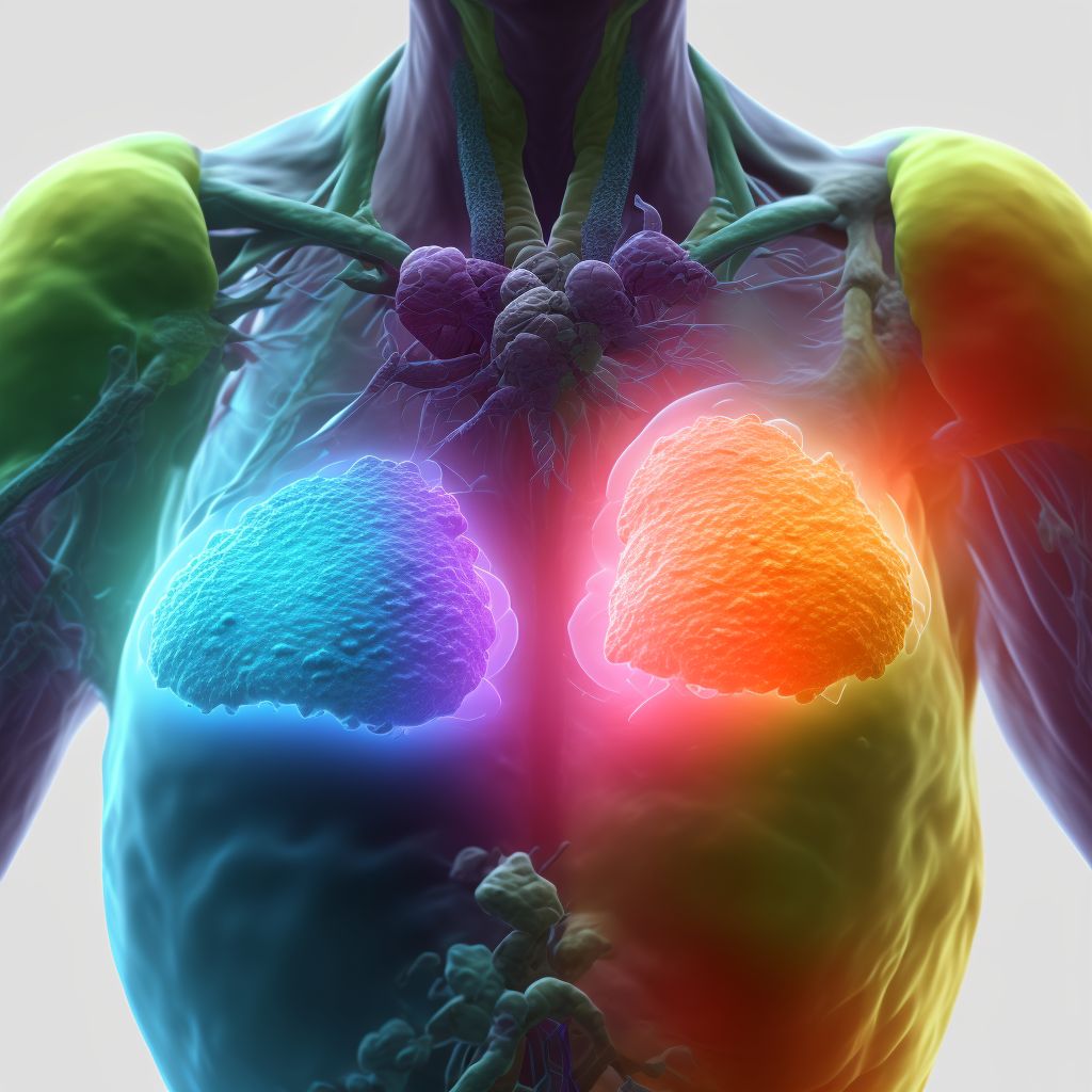 Malignant neoplasm of central portion of right female breast digital illustration