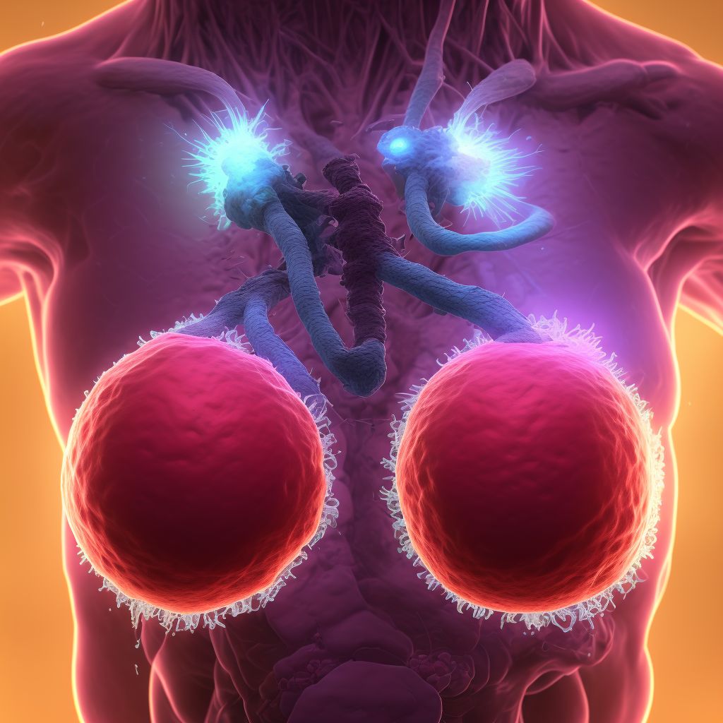 Malignant neoplasm of lower-inner quadrant of left female breast digital illustration