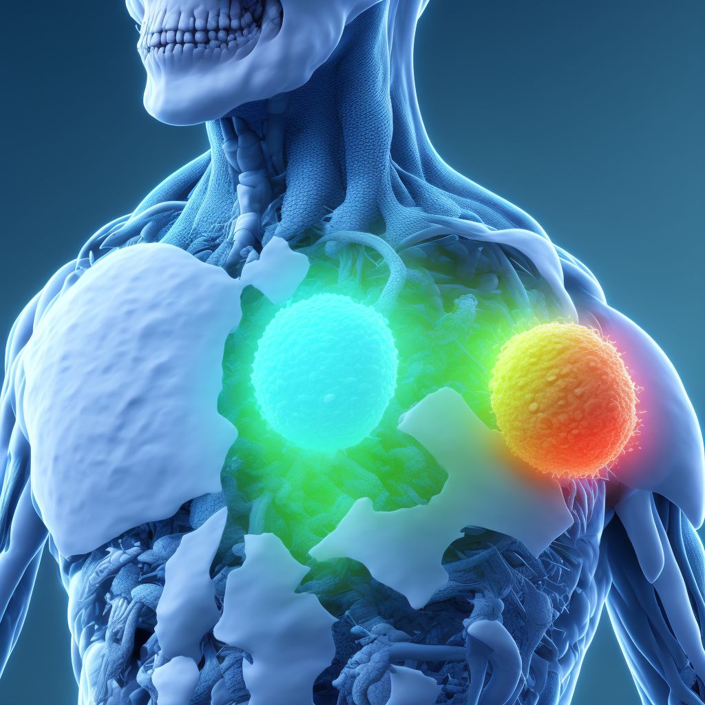 Malignant neoplasm of lower-inner quadrant of right male breast digital illustration