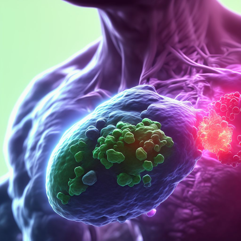 Malignant neoplasm of overlapping sites of right male breast digital illustration