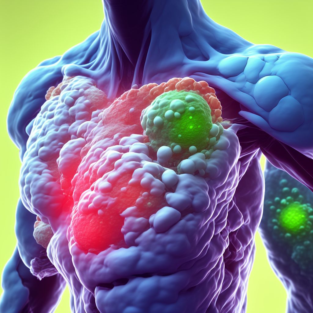 Malignant neoplasm of overlapping sites of unspecified male breast digital illustration