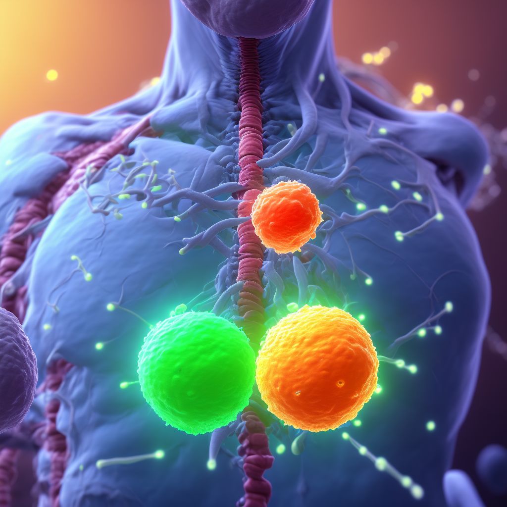 Secondary and unspecified malignant neoplasm of intrathoracic lymph nodes digital illustration