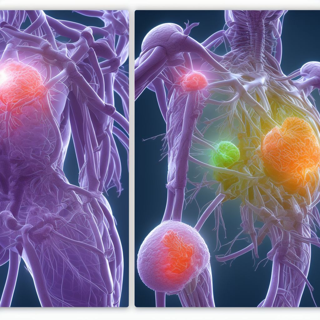 Sezary disease, lymph nodes of inguinal region and lower limb digital illustration