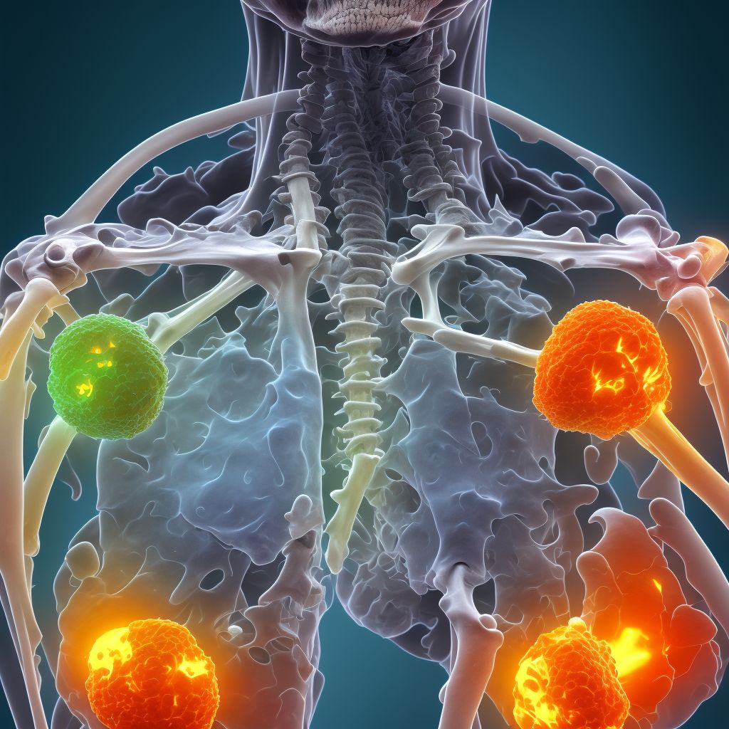 Benign neoplasm of scapula and long bones of right upper limb digital illustration