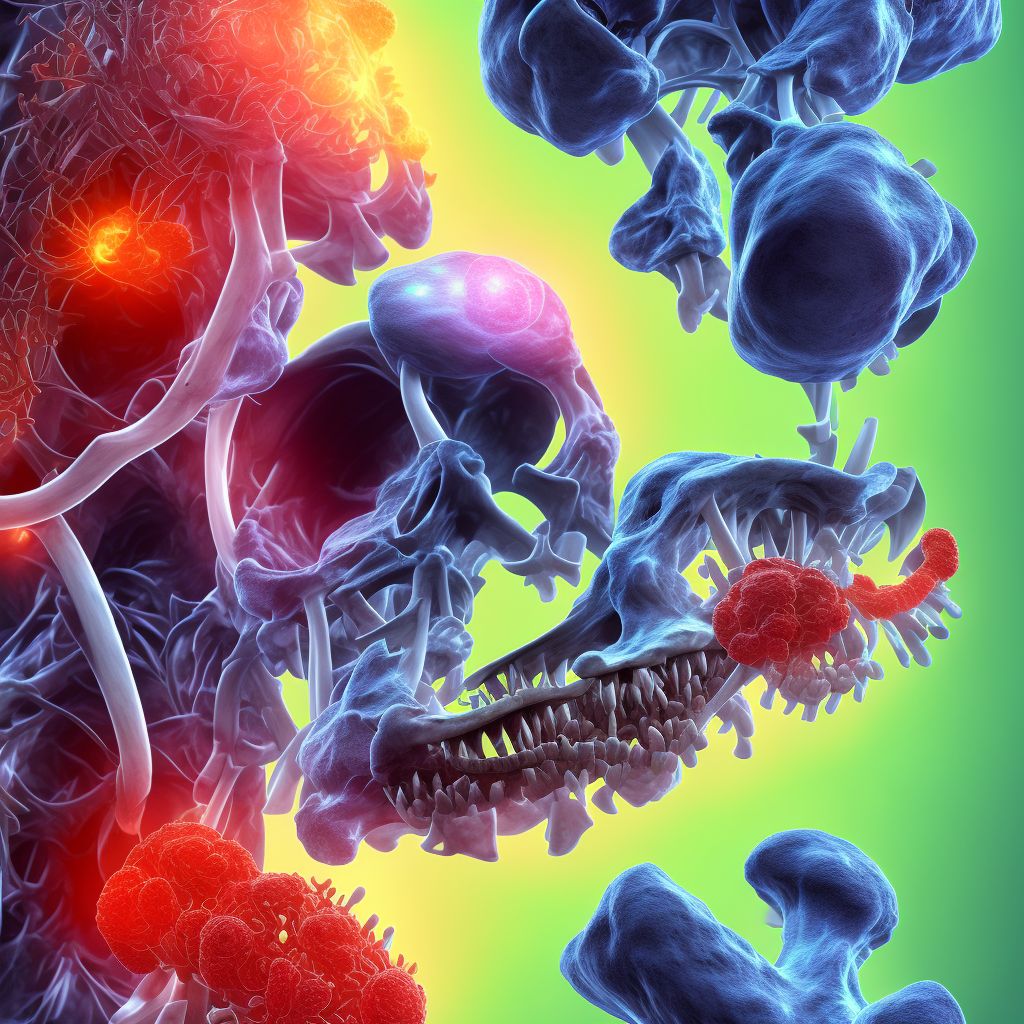 Benign neoplasm of short bones of right lower limb digital illustration