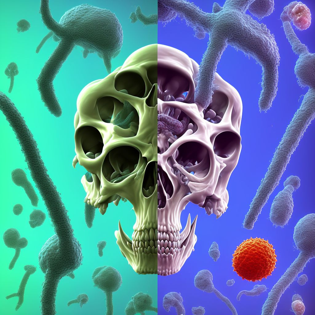 Benign neoplasm of short bones of left lower limb digital illustration