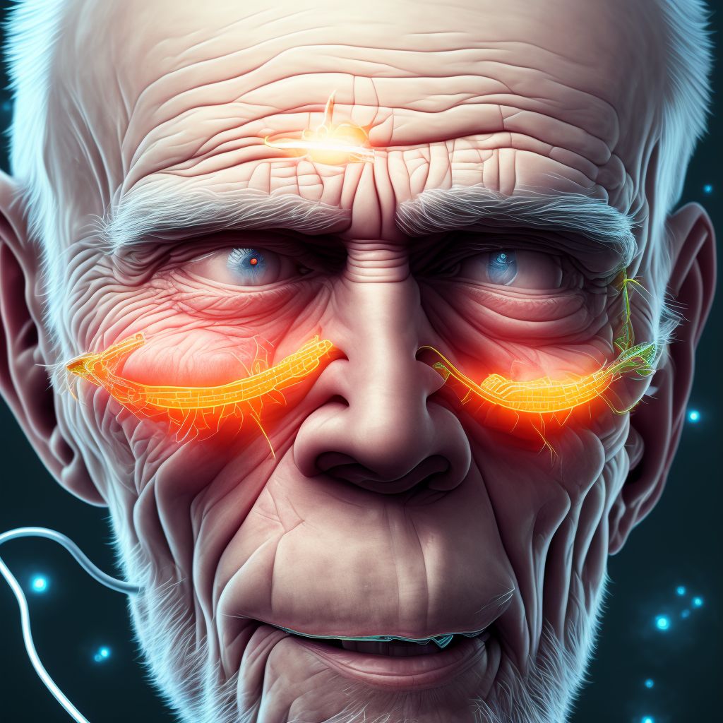 Diabetes mellitus due to underlying condition with moderate nonproliferative diabetic retinopathy without macular edema, right eye digital illustration