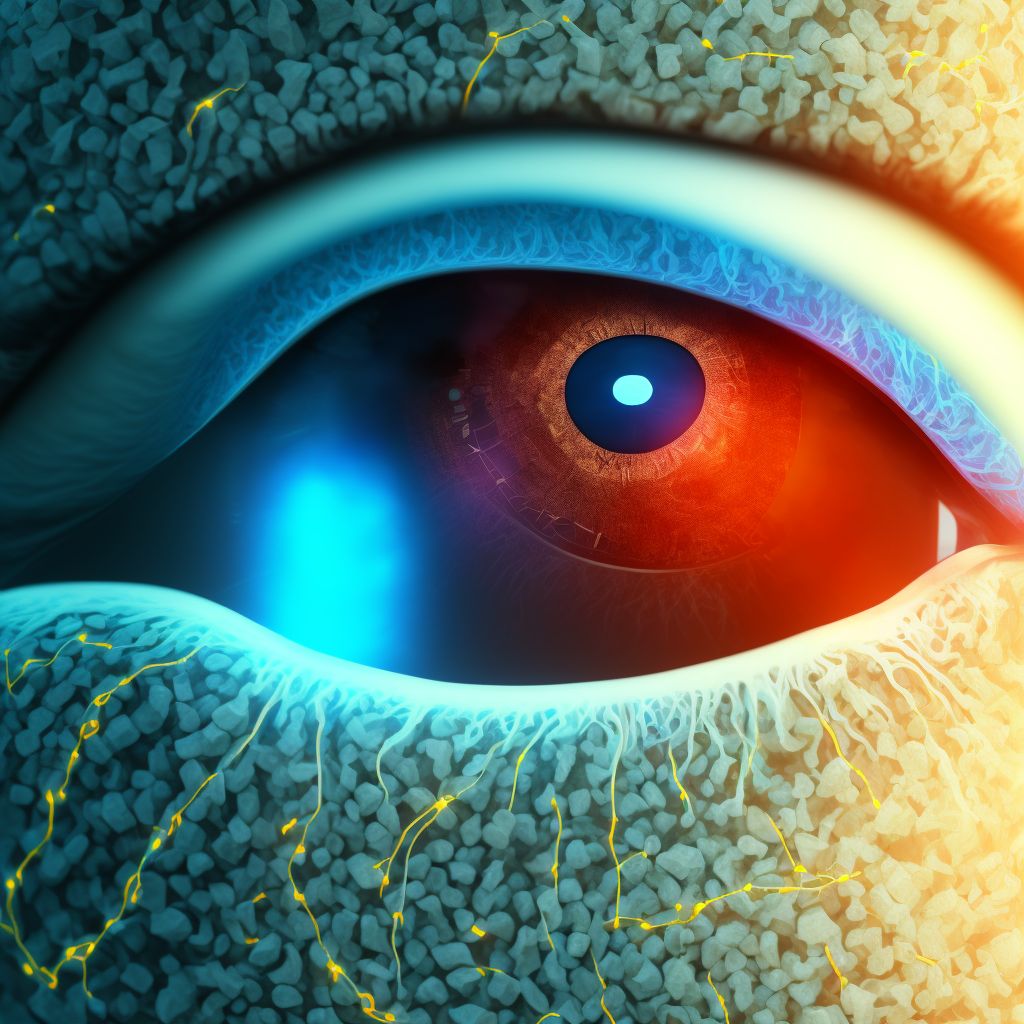 Diabetes mellitus due to underlying condition with severe nonproliferative diabetic retinopathy with macular edema, unspecified eye digital illustration