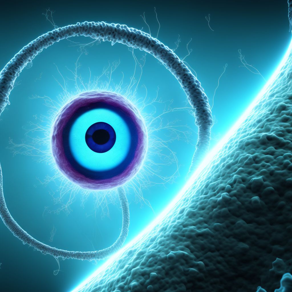 Diabetes mellitus due to underlying condition with proliferative diabetic retinopathy with traction retinal detachment not involving the macula, unspecified eye digital illustration