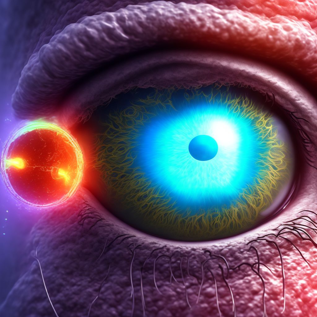 Diabetes mellitus due to underlying condition with proliferative diabetic retinopathy with combined traction retinal detachment and rhegmatogenous retinal detachment, left eye digital illustration